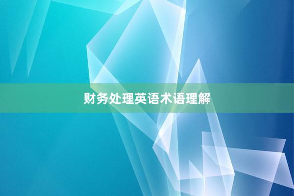 财务处理英语术语理解